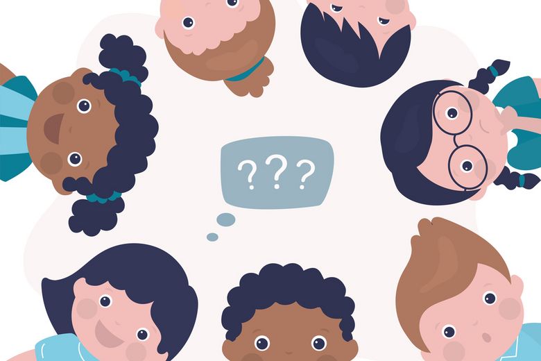 Group of multiethnic children solve problem or search answers on difficult question. Little students with different emotions. Classmates overcome learning difficulties. Group of multiethnic children solve problem or search answers on difficult question. Little students with different emotions. Classmates overcome learning difficulties.